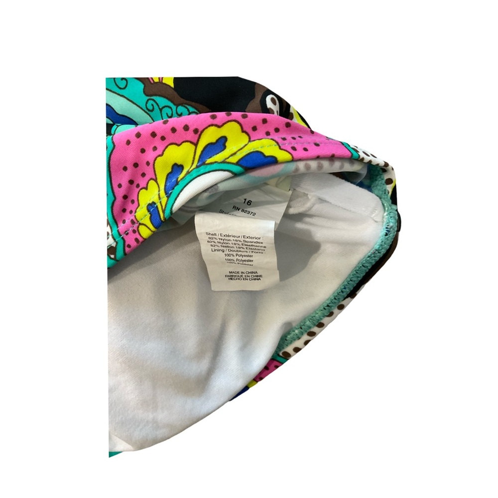 Paisley Halter Tankini Swim Top Size 16 Blue Pink Tropical Print Bandeau - Picture 7 of 10